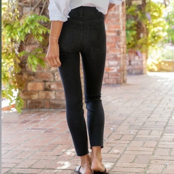 Frank & Eileen Sligo Skinny Jean 1991 Wash Black/Gray Raw Hem High Rise 25 - Picture 2 of 16